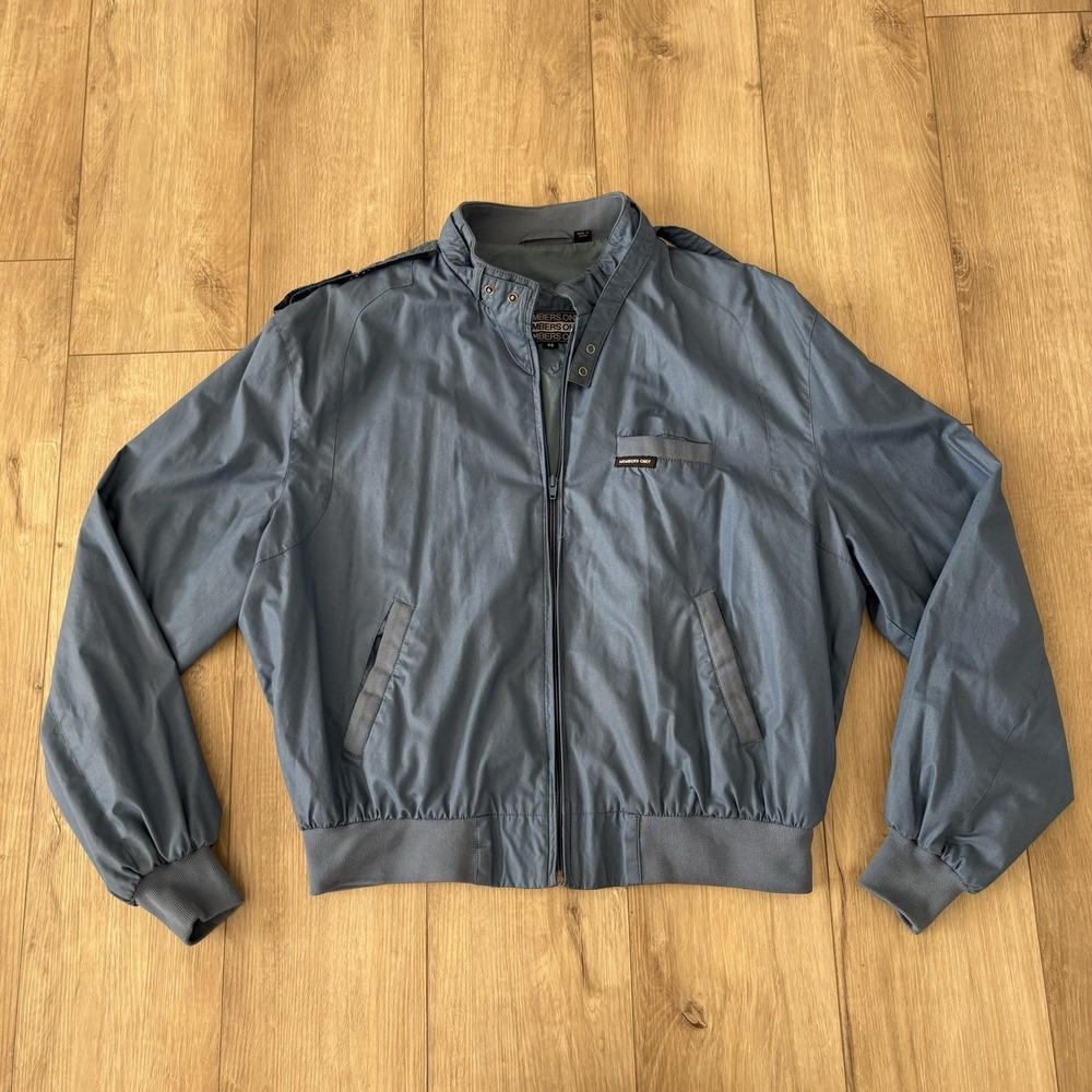 Vtg Members Only Jacket Men's 46 Zip Blue‎ Moto Windbreaker Bomber 80's Retro
